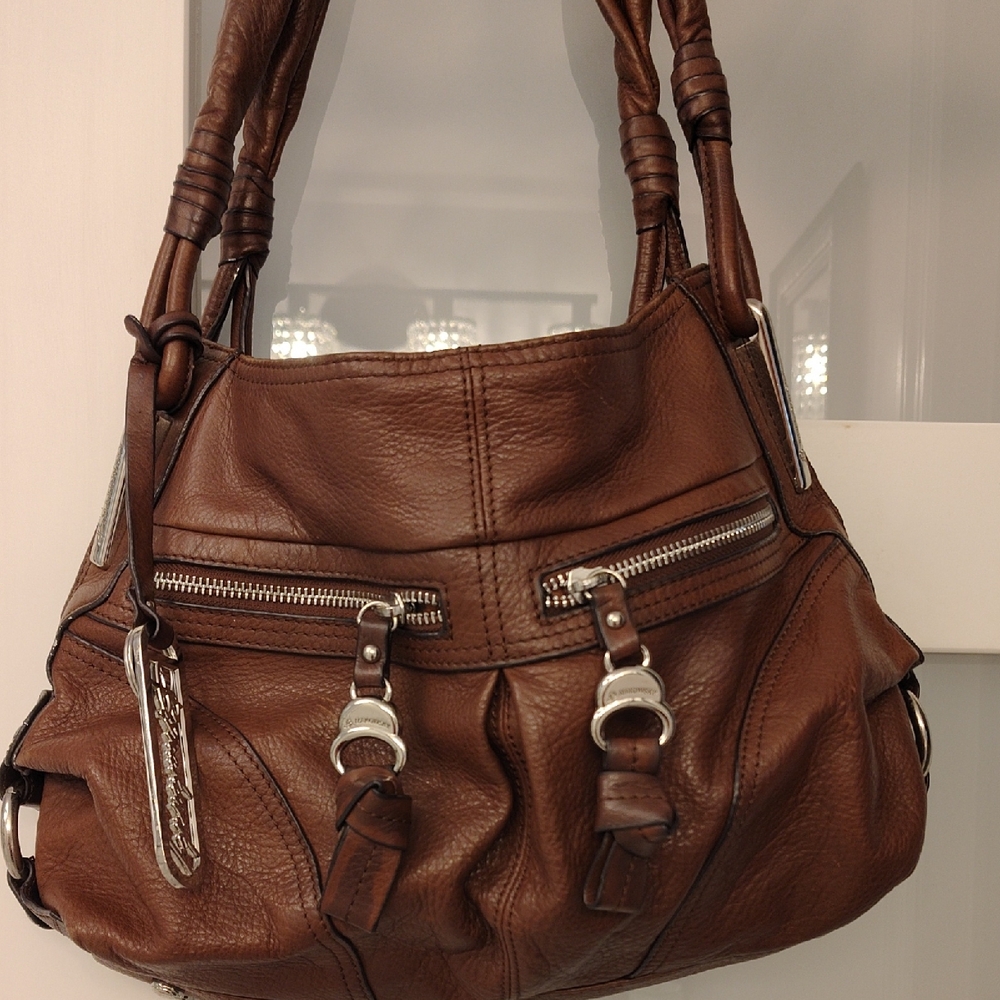 B. Makowsky Rich Brown Leather Shoulder Bag